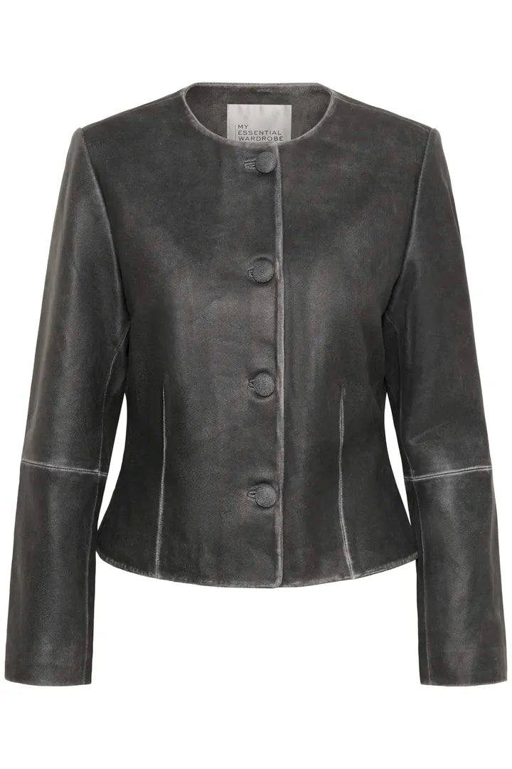 MWBibi Leather Jacket-Medium Grey Retro Wash