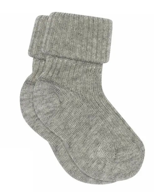 Cotton rib baby socks (Grey Melange)