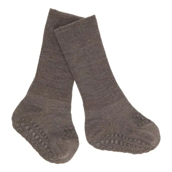 Non-Slip socks in Merino Wool (LV) (Brown Melange)