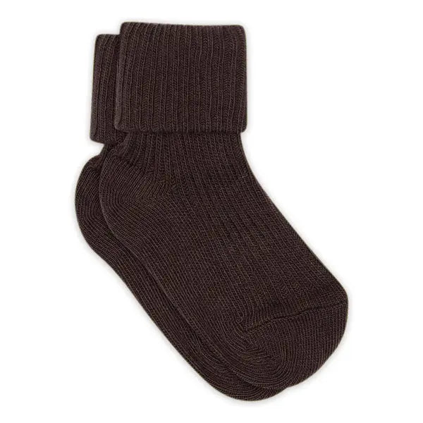 Cotton rib baby socks-Dark Brown