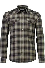Herringbone checked western shirt L/S