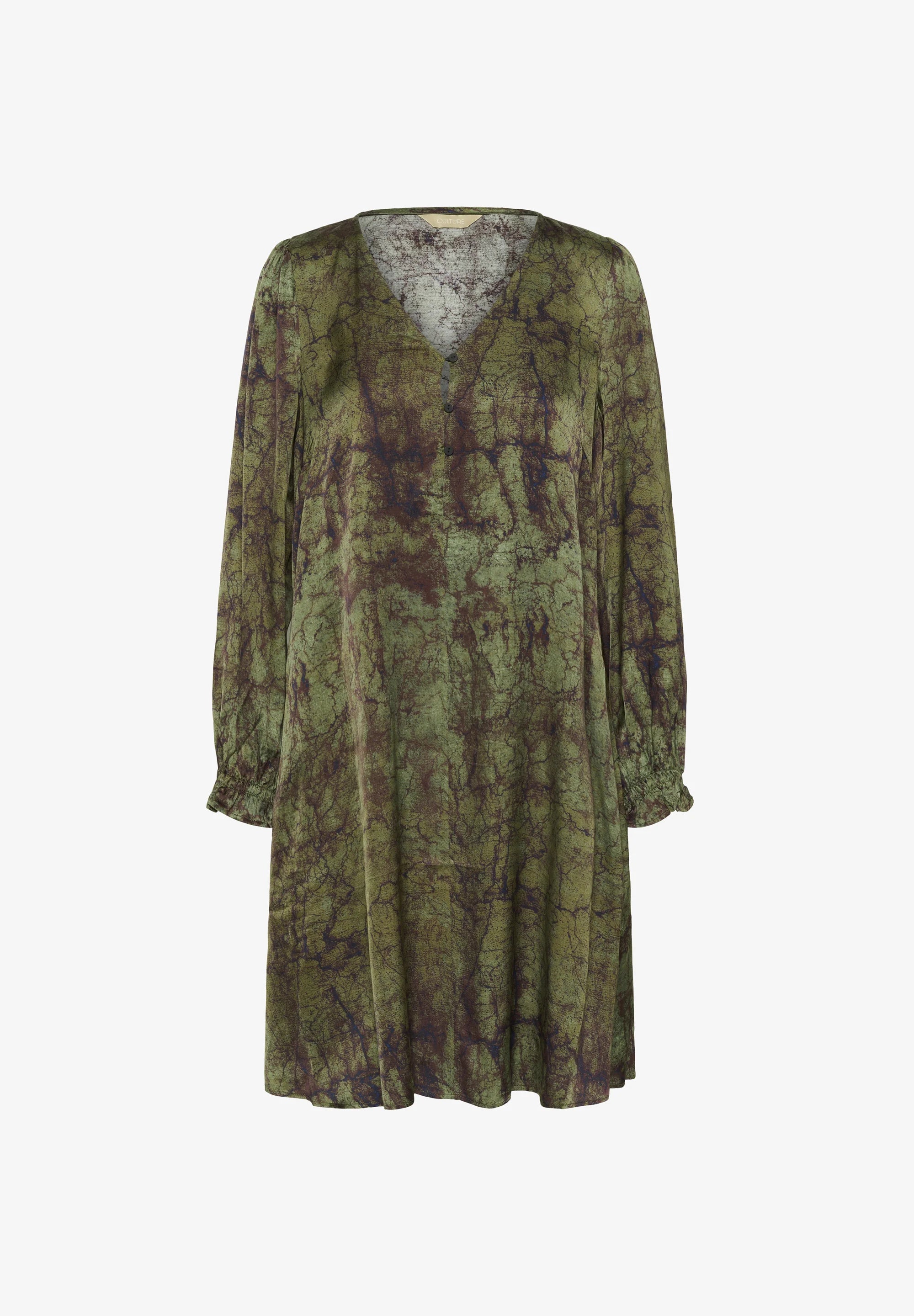 CUdaisy Berna Short Dress-Green Crackle