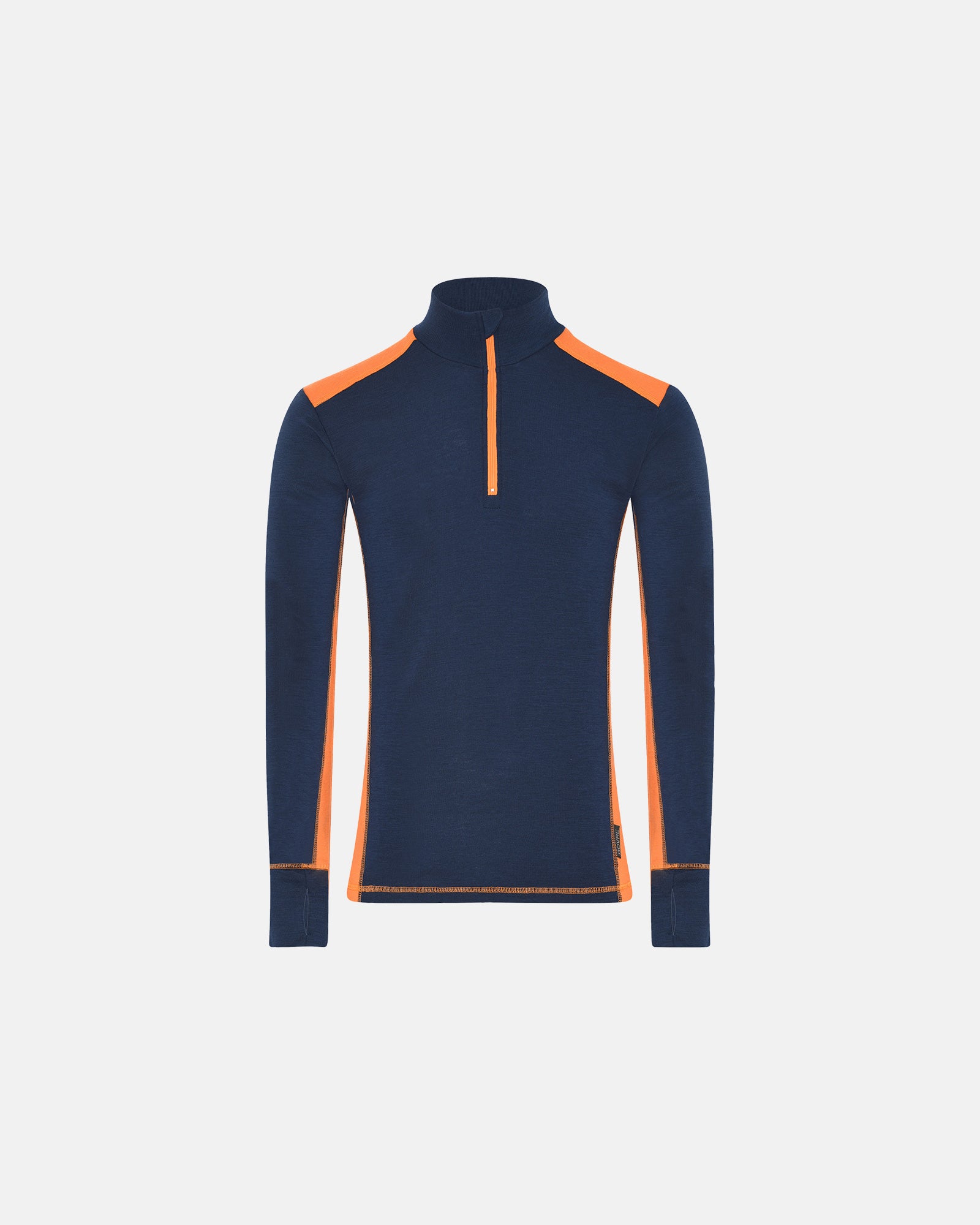DOVRE Wool LS Shirt with zip (Blue/Orange)