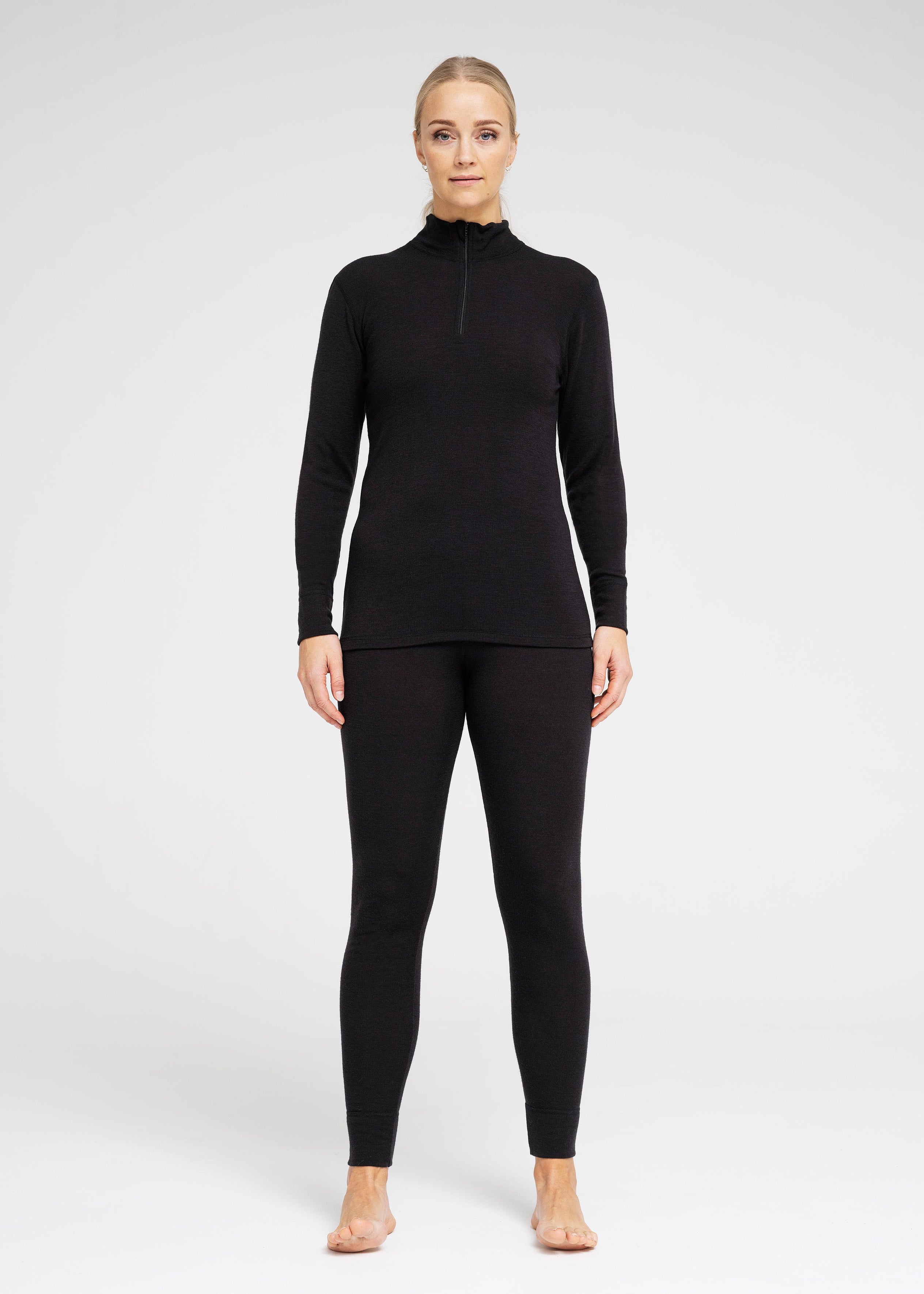 DOVRE wool LS shirt with zip (Black)