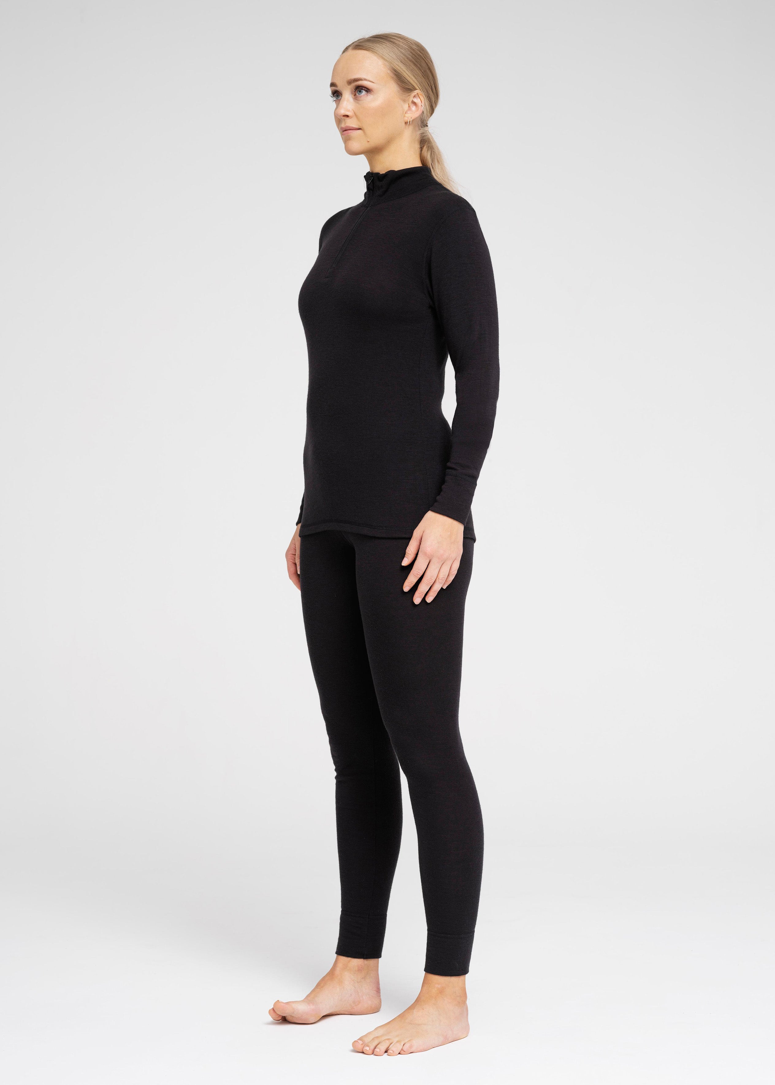 DOVRE wool LS shirt with zip (Black)