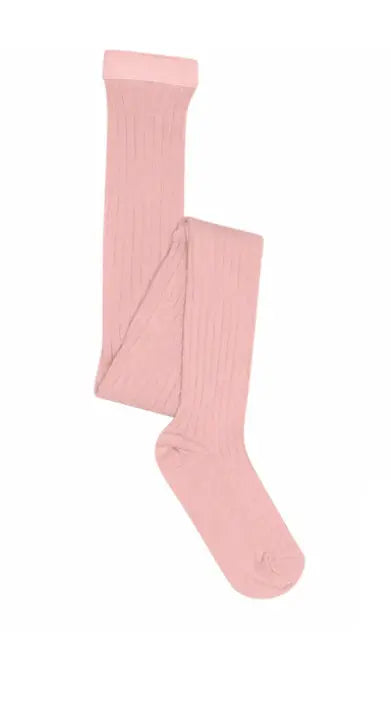 Cotton rib tights (Silver Pink)