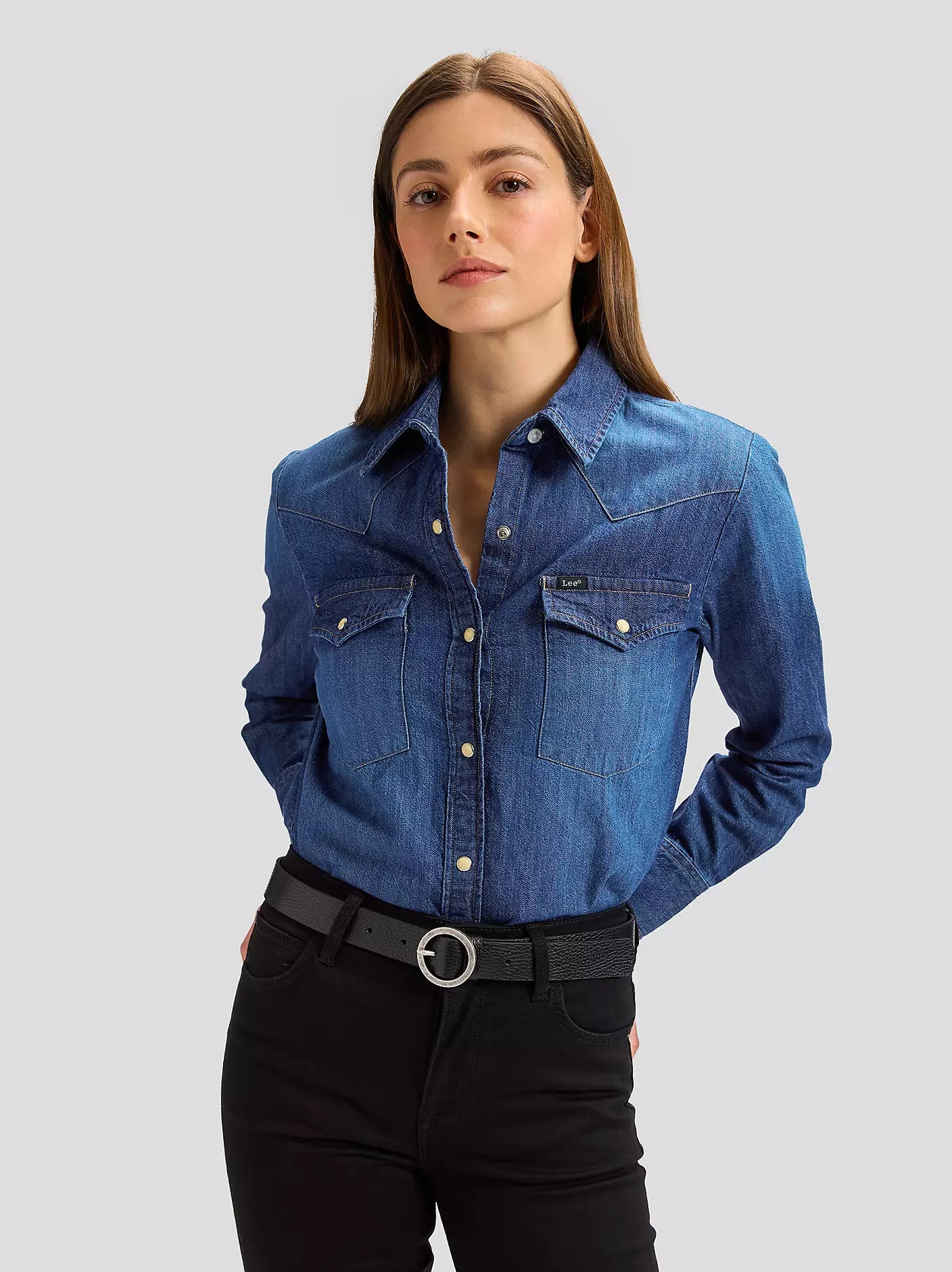 LEE ROUND BUCKLE BELT BLACK