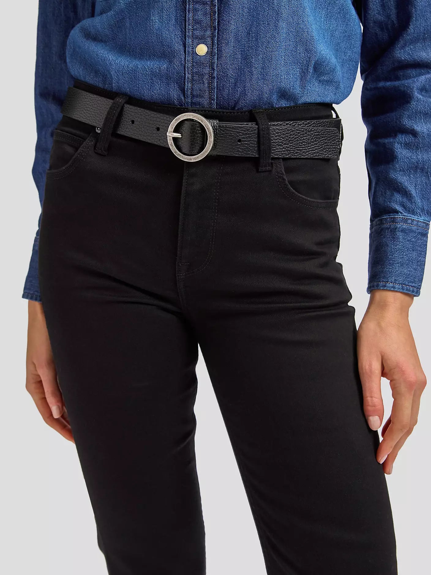 LEE ROUND BUCKLE BELT BLACK