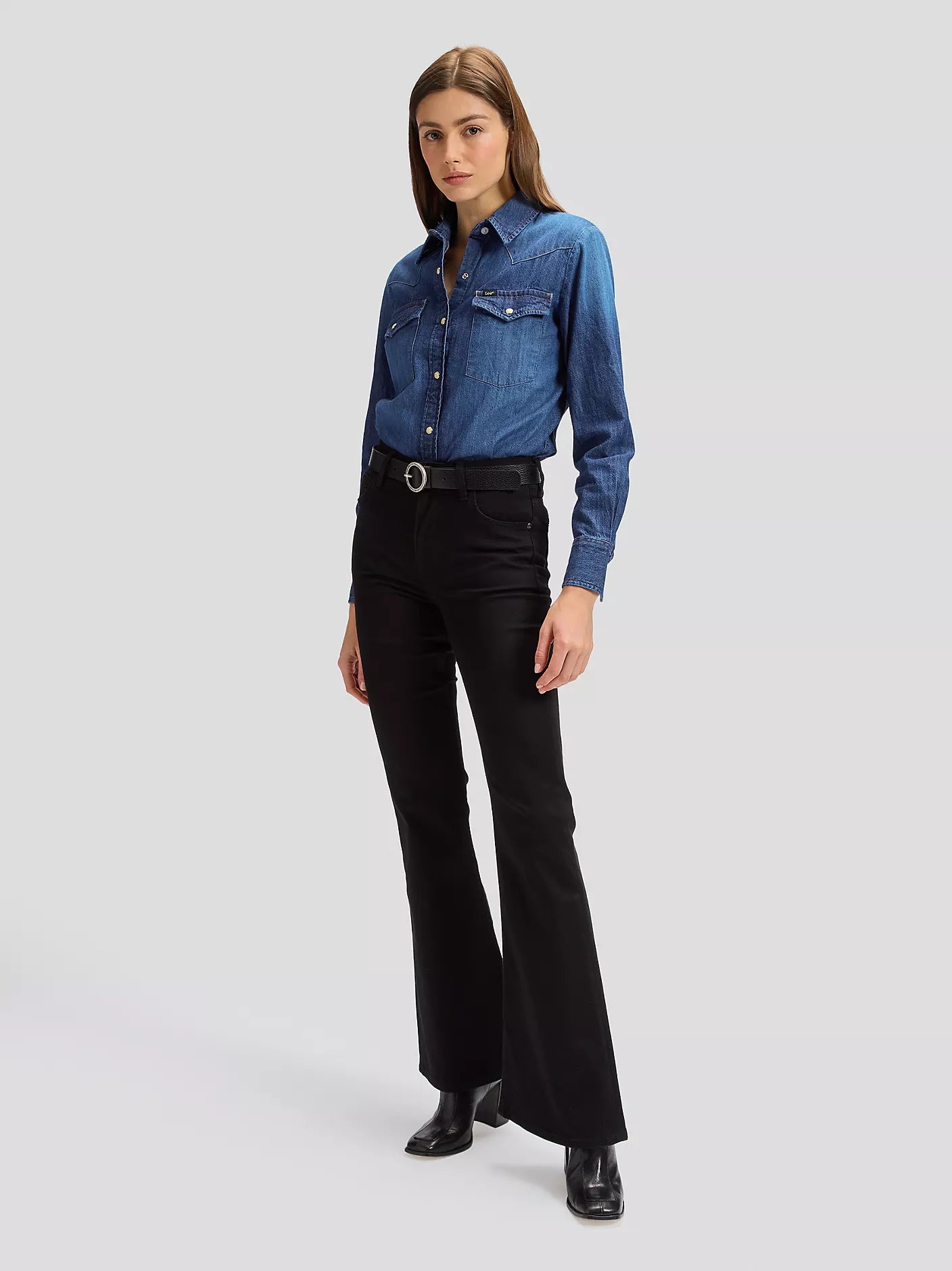 LEE ROUND BUCKLE BELT BLACK