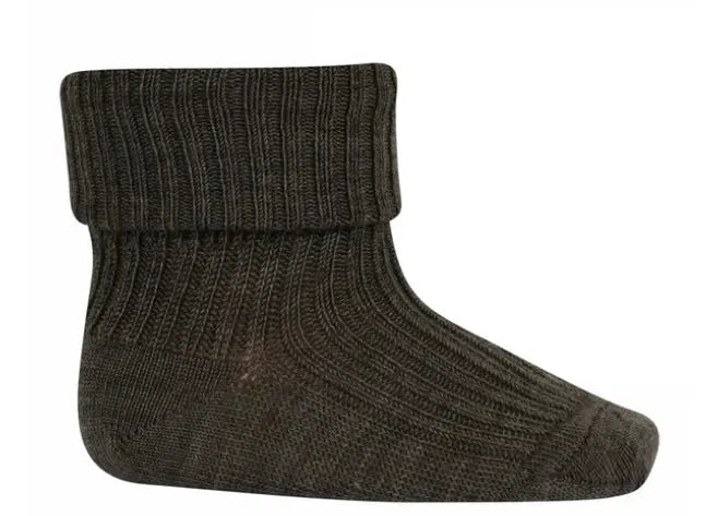 Wool Rib Baby Socks (Brown Melange)