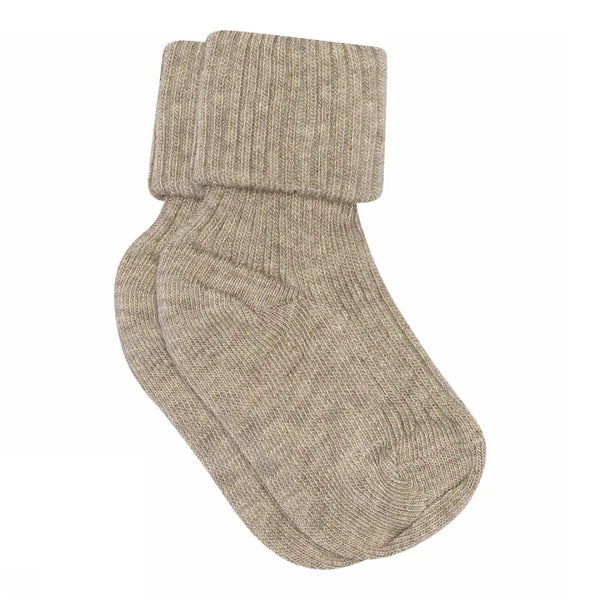 Cotton rib socks (Light Brown Melange)