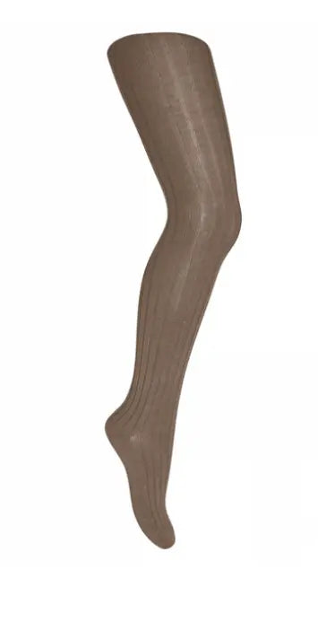 Cotton rib tights (Brown Sienna)