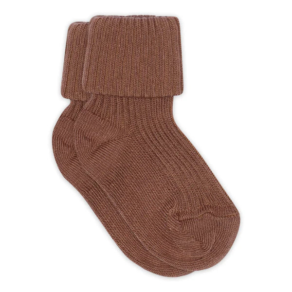 Cotton rib baby socks (Brown Sienna)