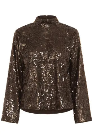 KAziggy Sequin Blouse-Black Coffee CC