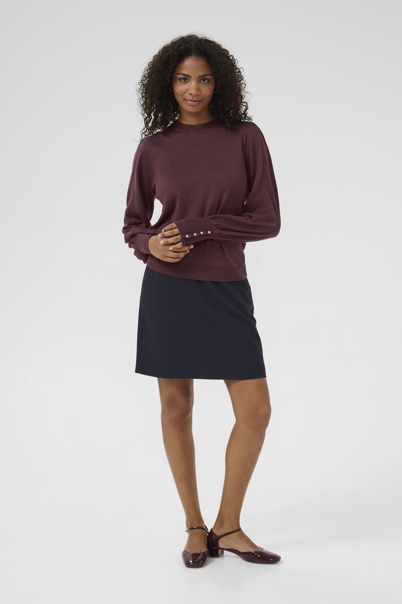 KAlizza Round Neck Knit Pullover Buttons