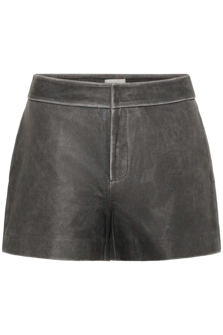 MWBibi Leather Shorts-Medium Grey Retro Wash