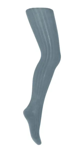Cotton rib tights (Stone Blue)