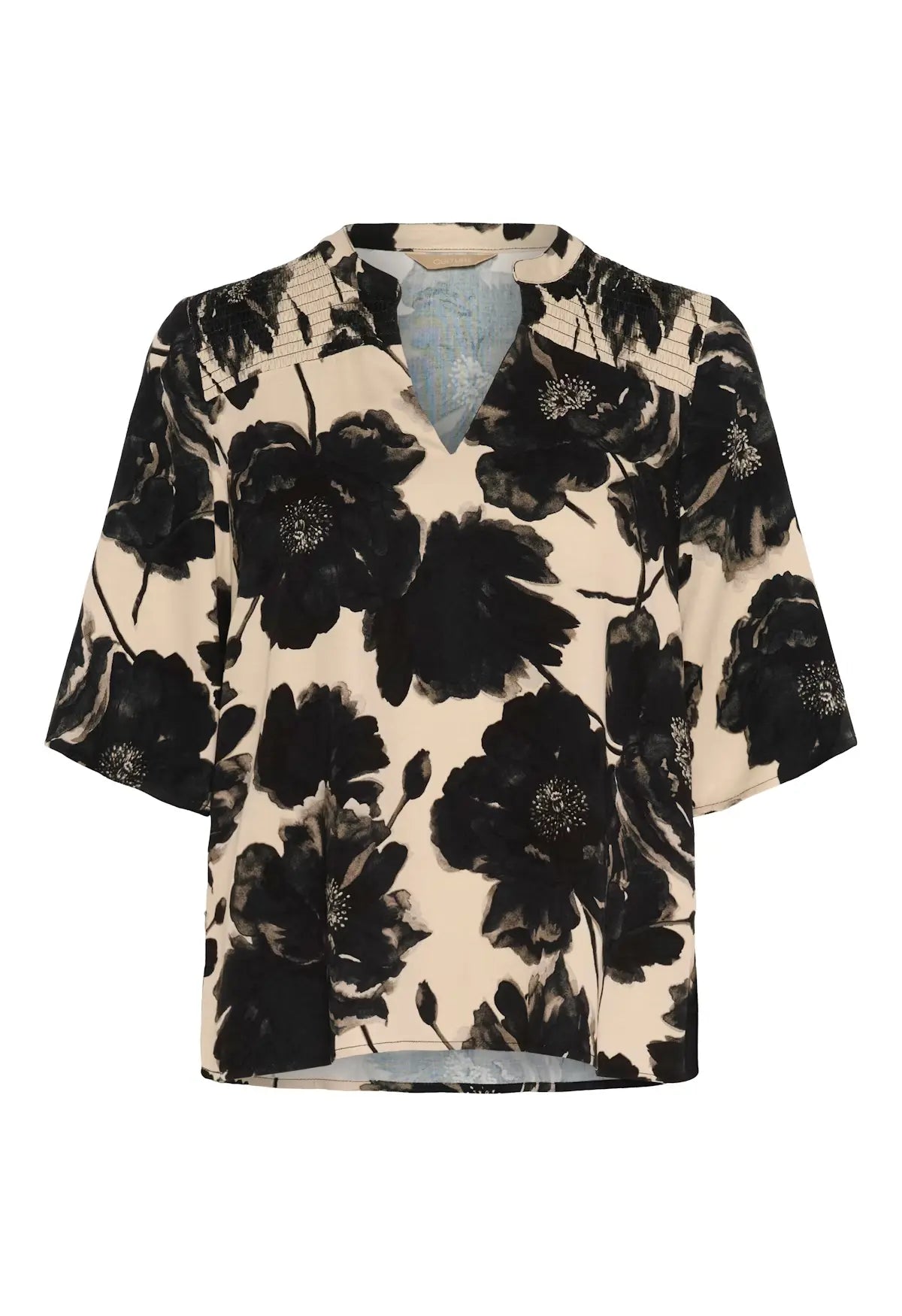 CUrachel Elitha SS Blouse-Black/Offwhite Flower