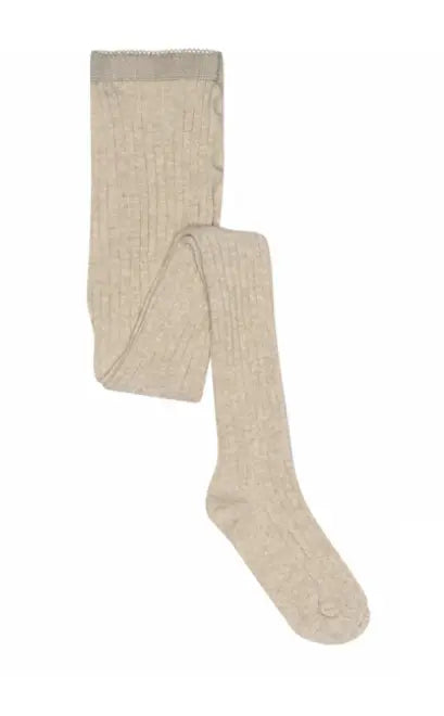 Cotton rib tights (Beige Melange)