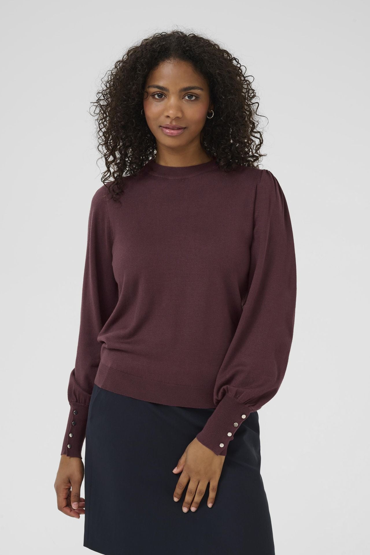 KAlizza Round Neck Knit Pullover Buttons